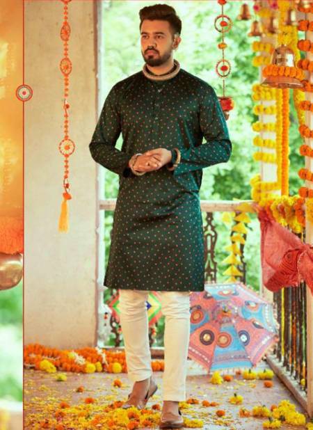 Green Colour Raas Vol 6 Shubh Kala Latest Designer Navratri Special Silk Mens Wear Kurta Collection 2136